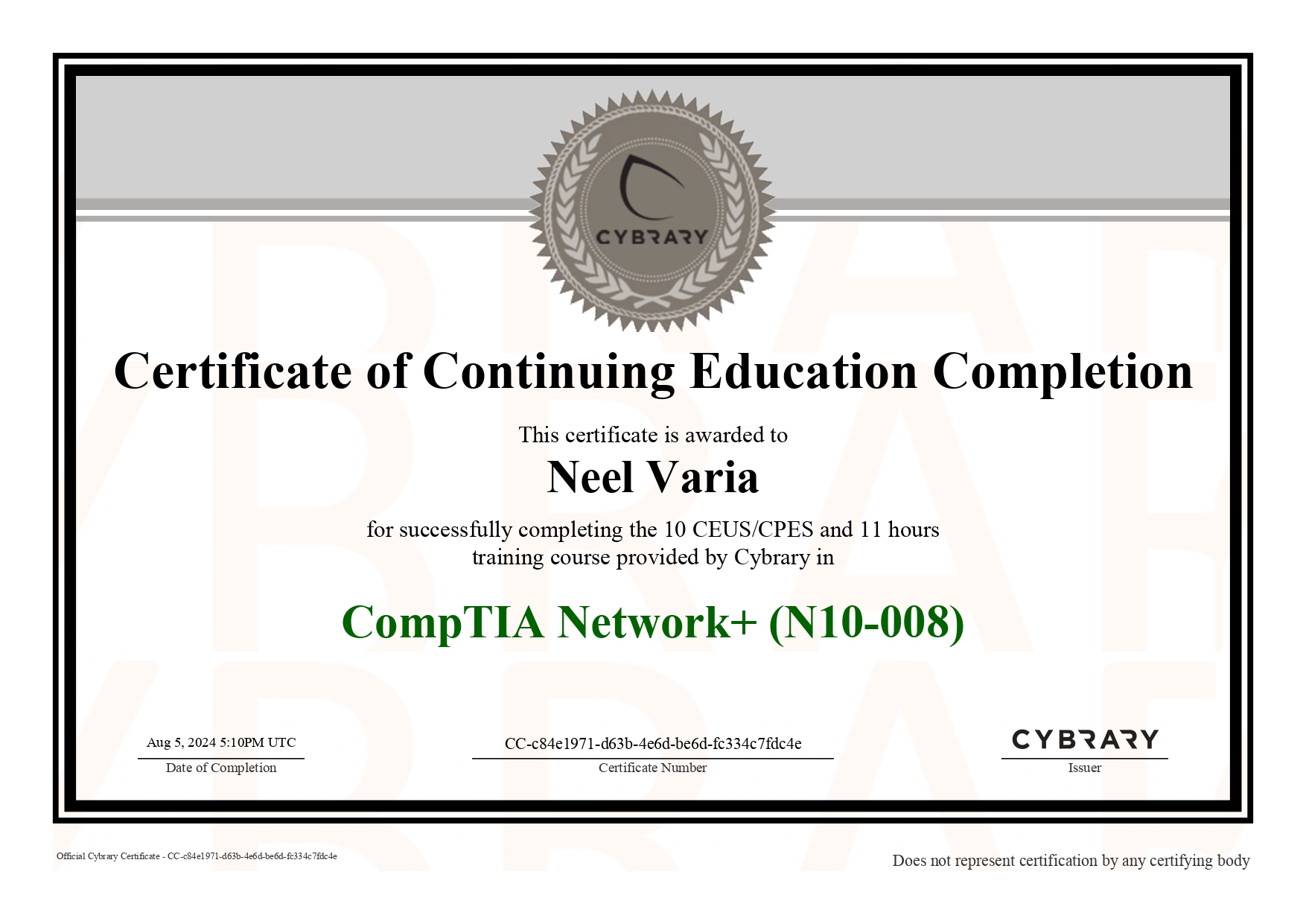 Cybrary Comptia Network+ Certificate